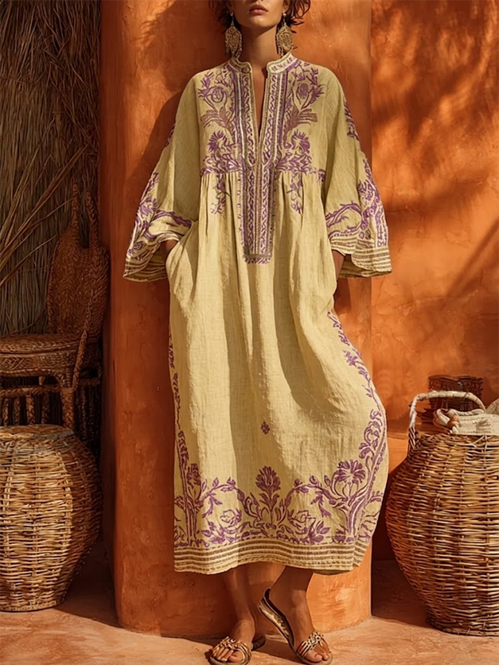 Celestina | Embroidered Boho Dress with Mediterranean Charm