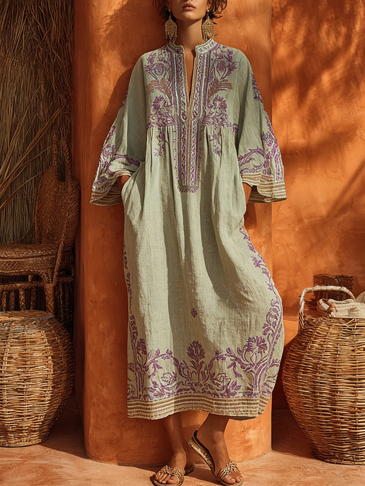 Celestina | Embroidered Boho Dress with Mediterranean Charm